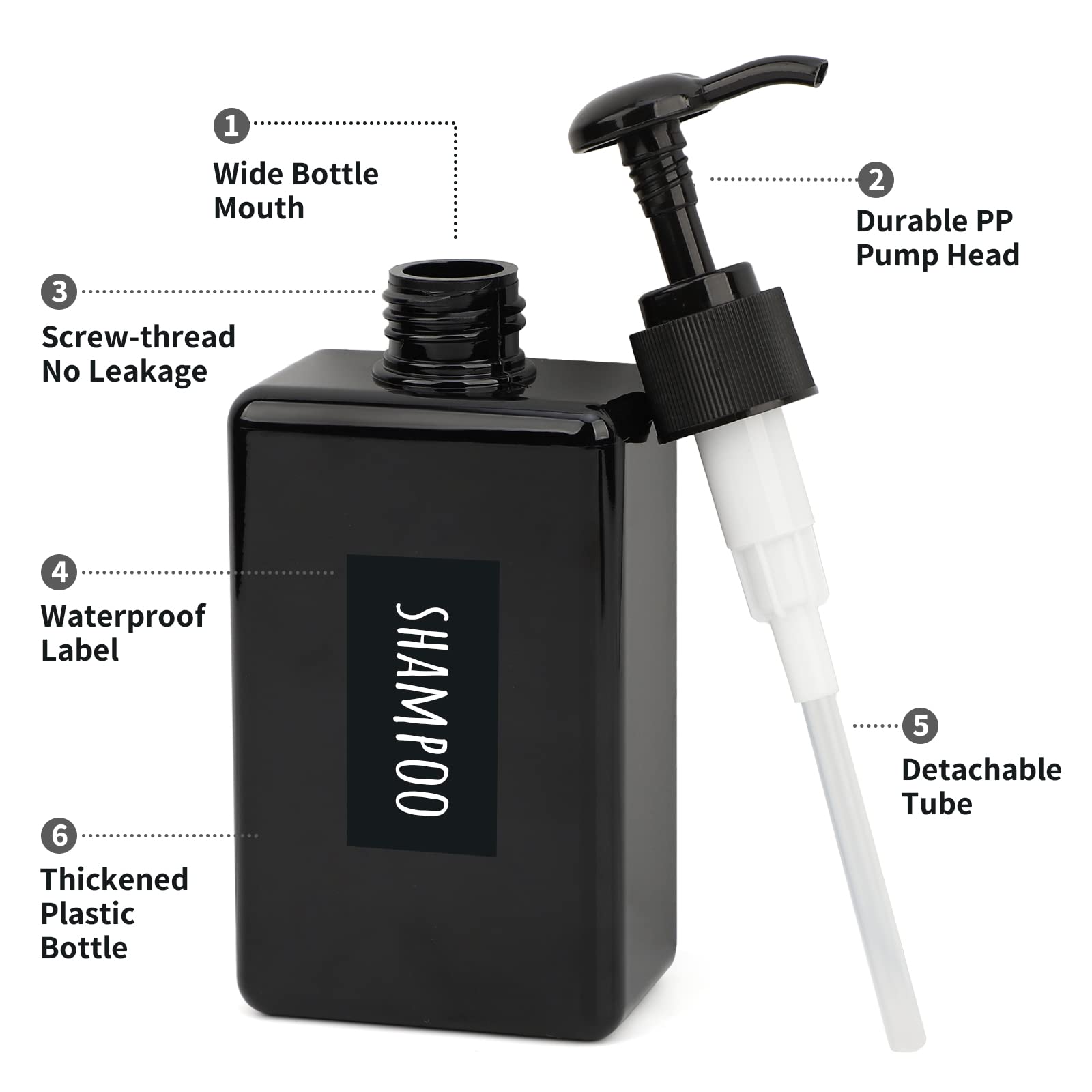 Segbeauty Shampoo Conditioner Dispenser Small, 4 Pack 9.5Oz Plastic Square Pump Bottles With Labels, 280Ml Refillable Bathroom S